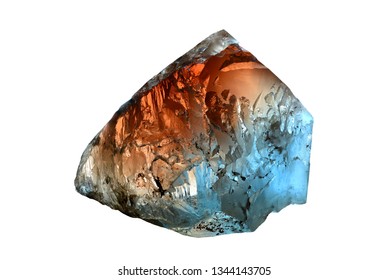 Orange-blue Topaz Crystal From Volodarsk, Ukraine. 