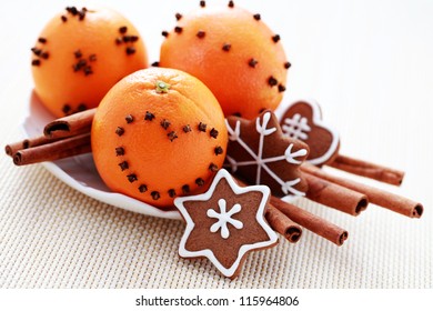 Oranges With Cloves And Gingerbreads With Spices - Christmas Time