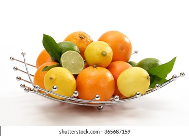 Oranges, Lemons And Limes In Bowl