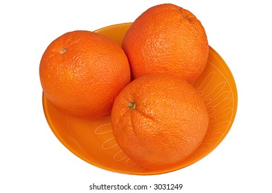 Oranges in a plate on a white background - Shutterstock ID 3031249