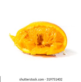 Oranges, Then Squeeze The Orange On A White Background