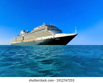 Oranjestad, Aruba - December 4, 2019: The Cruise Ship Holland America Line Eurodam At Sea