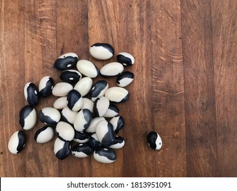 Orca or Calypso Beans, black and white heritage beans  or Yin yang beans receive their name from their black and white coloring, which resembles the symbol for yin and yang. Copy space