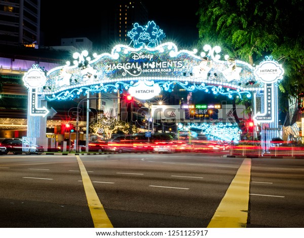 Orchard Road, Singapore - Nov 23, 2018:\
Christmas Festival, Disney Theme Celebration, Orchard Road the main\
shopping district in\
Singapore