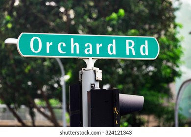 Orchard Road Street Sign In Shopping Area, Singapore