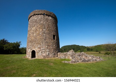 Orchardton Castle, Dumfries And Galloway, Scotland Is A Ruined Tower House Built By The Cairns Family In The Mid 15th Century With A Circular Design Unique In Scotland.