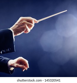 Orchestra Conductor Hands Baton. Music Conducting Director Holding Stick