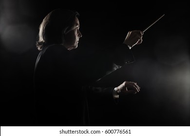 Orchestra Conductor Music Conducting With Baton Maestro Hands With Stick Symphony Orchestra Concert