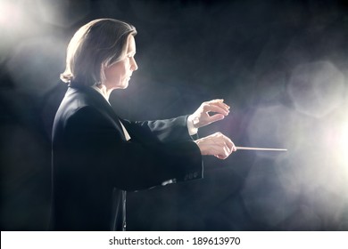 Orchestra Conductor Music Conducting Inspired Maestro Hands With Baton