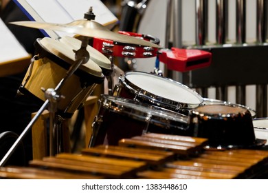 Orchestral Percussion Instruments In Dark Colors