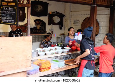 Order Baso Noodles At Warung Lela, Bandung, Indonesia, June 2019