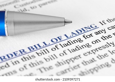 Order bill of lading document with pen