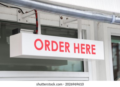 Order Here Sign At Cafe Restaurant