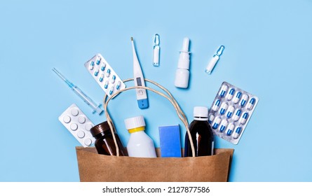 Order medicines online and delivery. Pack of medicines and pills. Online sales. medical concept - Shutterstock ID 2127877586
