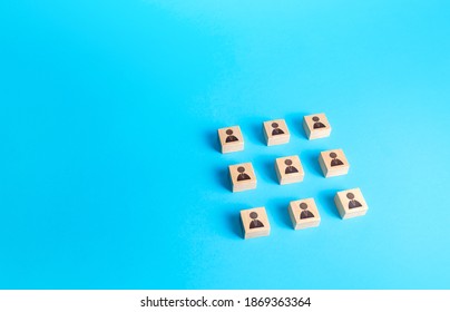 Ordered array of blocks with people. Concept of order, orderliness and uniform structure. Team building. Management strategies. Employee network. Human resource management, hiring and staffing. - Shutterstock ID 1869363364