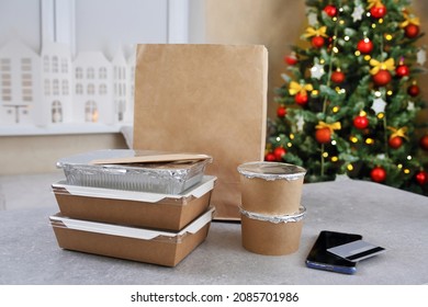 Ordering And Delivery Of Food Via The Internet Before Christmas Holiday