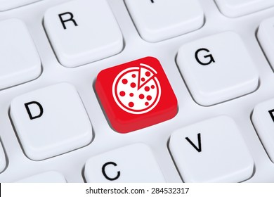 Ordering Pizza Online Food Order Delivery Fastfood Internet On Computer