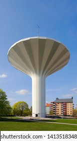 Orebro, Sweden - April 26, 2019: The Mushroom Shaped Water Tower Svampen.