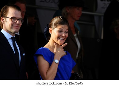 OREBRO, SWEDEN - AUGUST 21, 2010: The Crown Princess Victoria And Prince Daniel Of Sweden During The Bernadotte Celebration In Orebro, Sweden