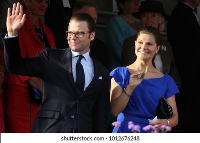 OREBRO, SWEDEN - AUGUST 21, 2010: The Crown Princess Victoria And Prince Daniel Of Sweden During The Bernadotte Celebration In Orebro, Sweden