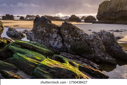 Oregon Coast Sunset Seascape Of Storm Approaching