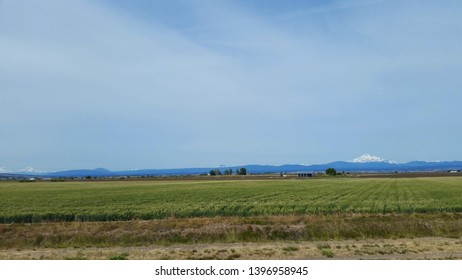 Oregon High Desert Mountain Range And Farm