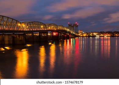 Oregon I-5 Bridge To Vancouver, WA At Night