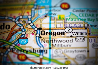 Oregon. Ohio. USA On A Map