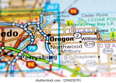 Oregon. Ohio. USA On A Map