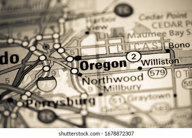 Oregon. Ohio. USA On A Map