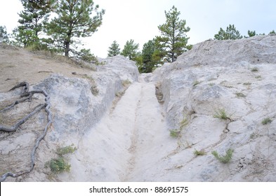 Oregon Trail, Covered Wagon Ruts In White Sandstone