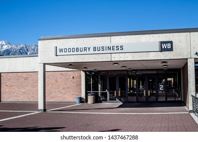 OREM, UTAH / UNITED STATES - JUNE 28 2019: Woodbury Business Building, Utah Valley University