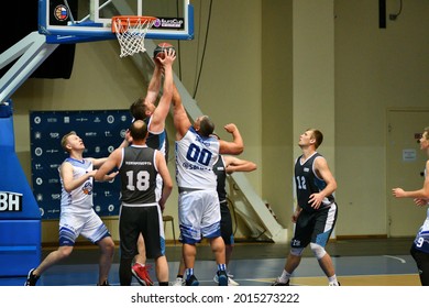 Orenburg, Russia - 13-16 June 2019 Year: Men Play Basketball On Interregional Finals Of The Amateur Basketball League In Volga Federal District