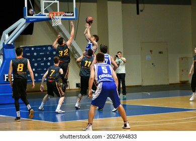 Orenburg, Russia - 13-16 June 2019 Year: Men Play Basketball On Interregional Finals Of The Amateur Basketball League In Volga Federal District