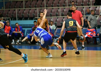 Orenburg, Russia - 13-16 June 2019 Year: Men Play Basketball On Interregional Finals Of The Amateur Basketball League In Volga Federal District