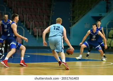 Orenburg, Russia - 13-16 June 2019 Year: Men Play Basketball On Interregional Finals Of The Amateur Basketball League In Volga Federal District 