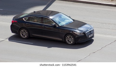 Orenburg, Russia - August 11,2018: Genesis G90 Rides On The Road  