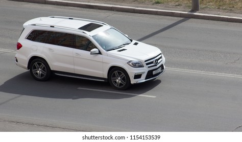 Orenburg, Russia - August 11,2018: Mercedes GL Rides On The Road  