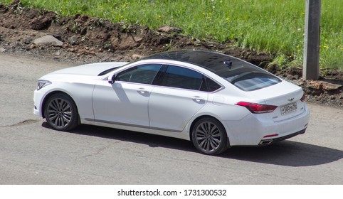 Orenburg, Russia - May 13, 2020: Genesis G90 Rides On The Road