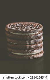 Oreo Biscuit Cookie Black Background