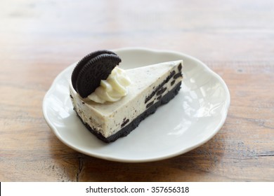 Oreo Cream Cake On Wood Vintage Background