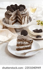 Oreo and creamy chocolate home made sweet cake