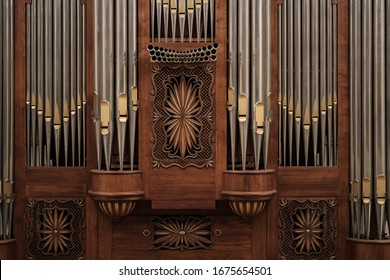 Organ Musical Instrument Closeup Details Pipe