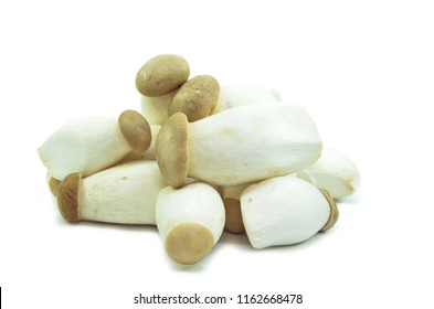 Organic Baby King Oyster Mushrooms On White Background