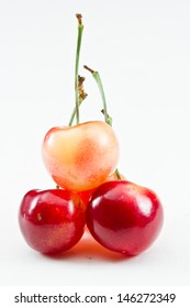 Organic Bing Cherries Isolated On A White Background