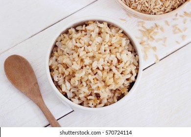 Organic Brown Rice In The Bowl