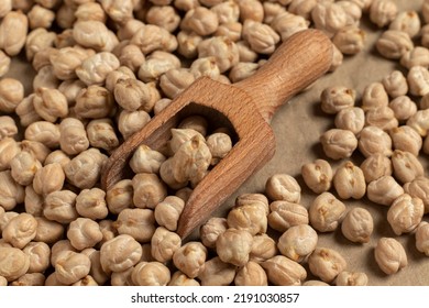 Organic Chick Peas. Top View, Close-up.