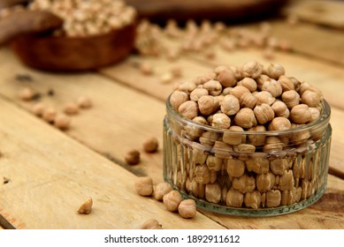 Organic Chickpeas In A Glass Ramekin