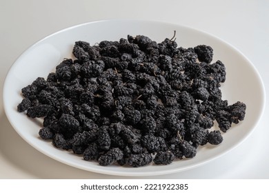Organic Dried Black Mulberries,healthy food concept