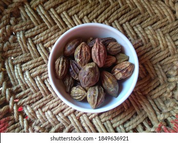 Organic Dry Harad (Terminalia Chebula). Top View.